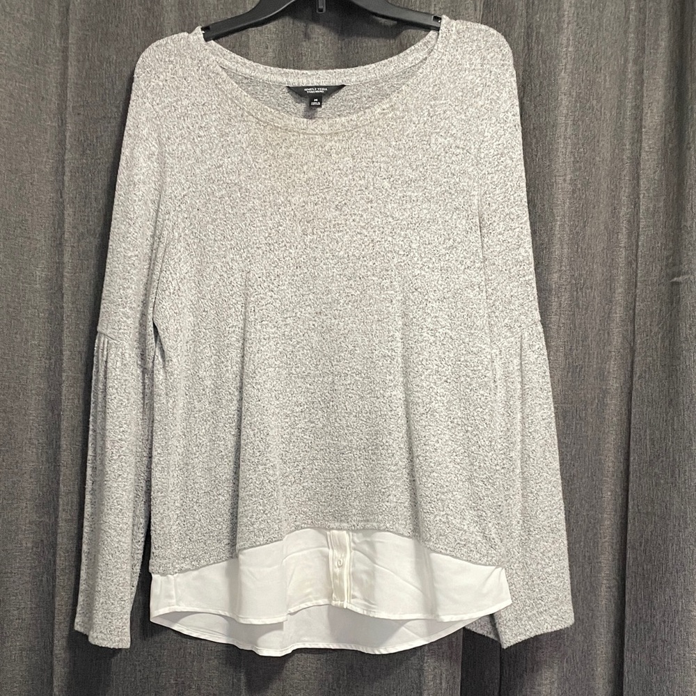 Simply Vera Vera Wang Gray and White Layered Blouse